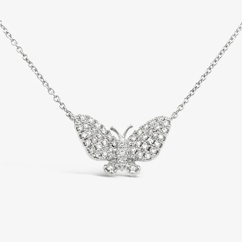 Modern geometric necklaces for contemporary designs-Monarch Butterfly Diamond Necklace