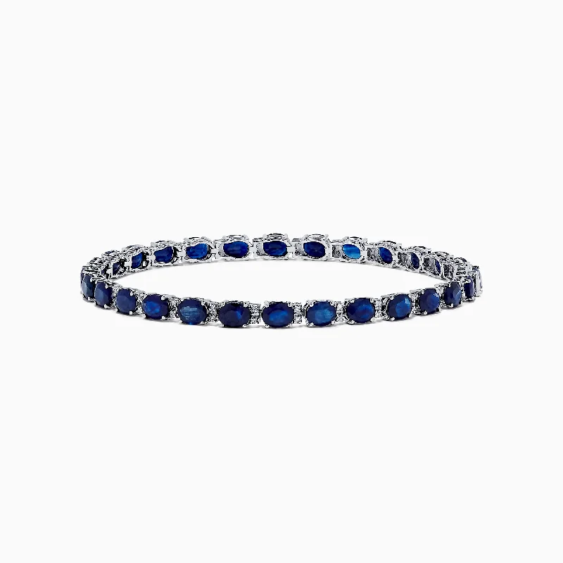 Pearl bracelets for sophisticated charm-Royale Bleu 14K Gold Sapphire & Diamond Tennis Bracelet, 12.21 TCW