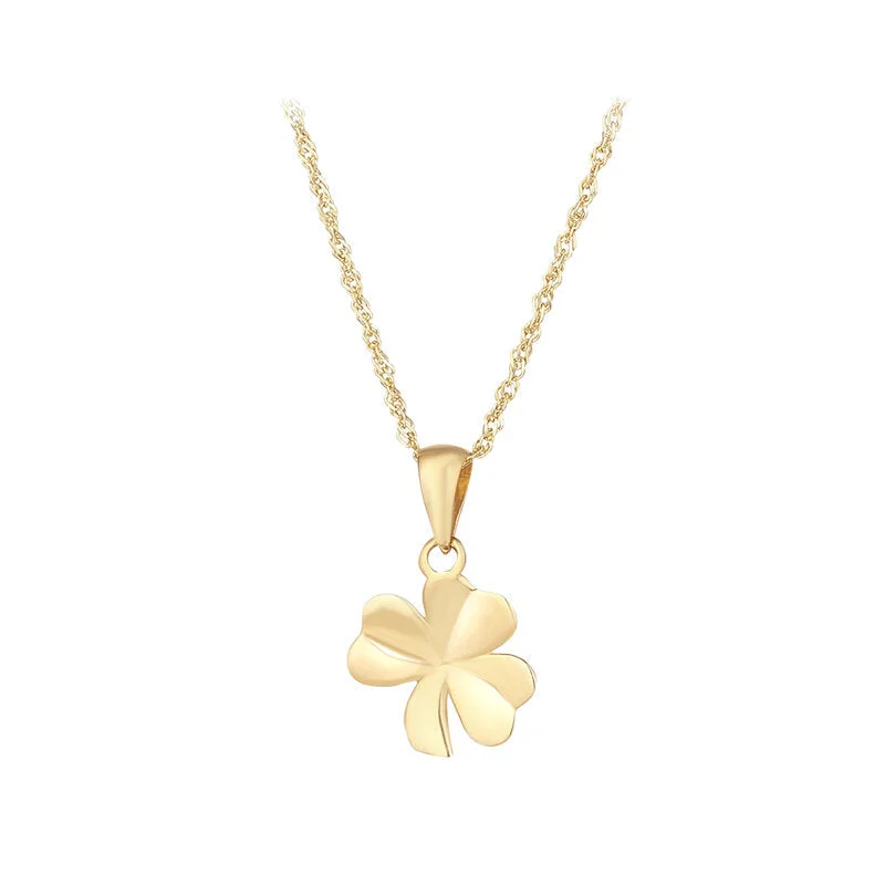 Vintage coin necklaces for retro flair-14K Gold Small Shamrock Necklace