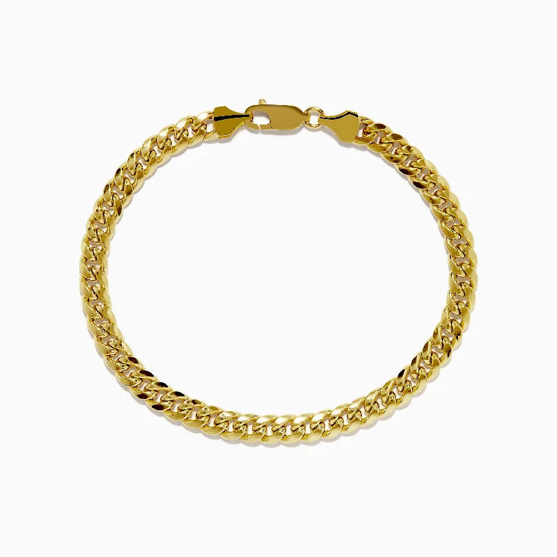 Simple bar bracelets for modern looks-Men's 14K Yellow Gold Hollow Curb Chain Link Bracelet 8 3/4"