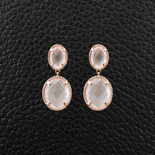 Small dangle earrings for everyday elegance-Oval Rose Quartz Dangle Earrings