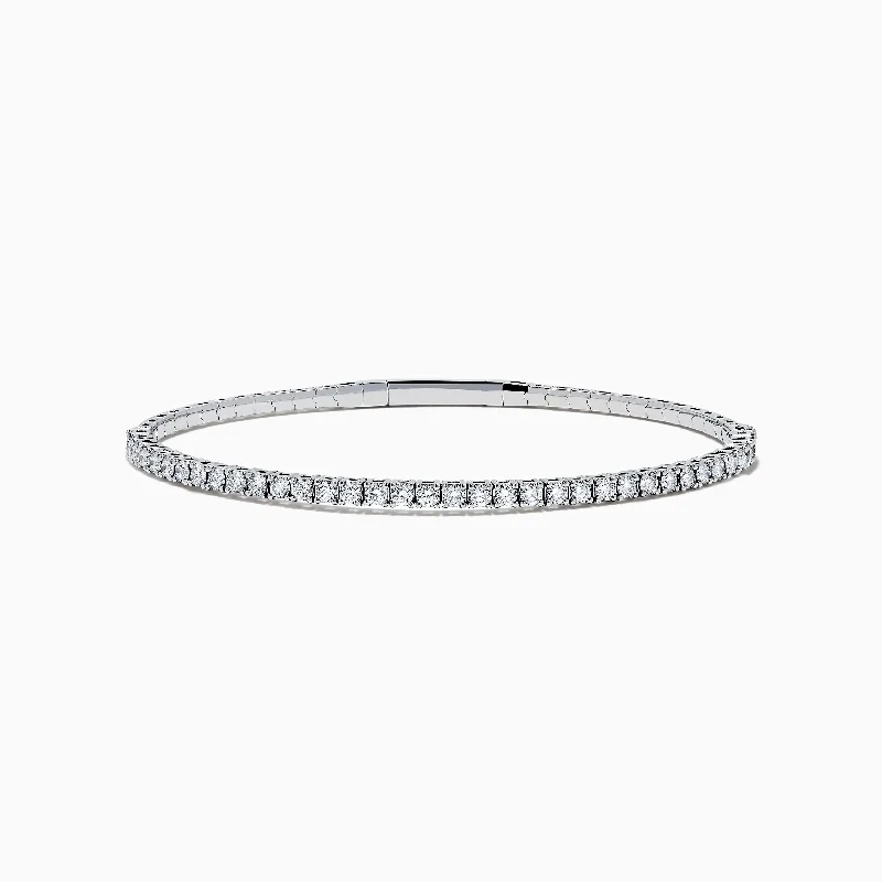 Casual leather bracelets for everyday wear-Pave Classica 14K White Gold Diamond Bangle 1.45 TCW