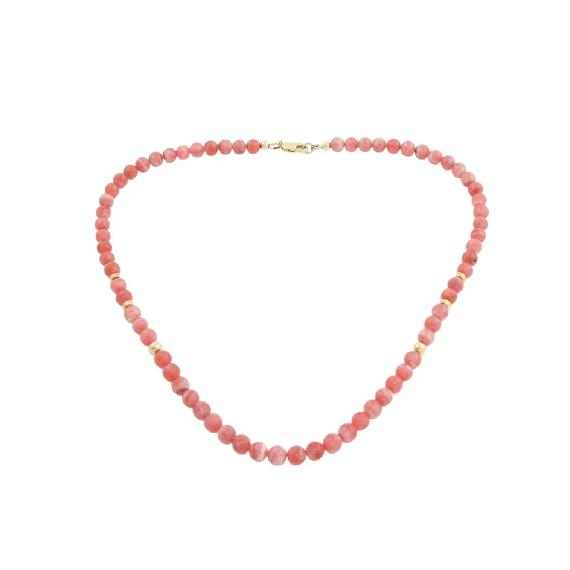 Heart-shaped necklaces for romantic expressions-17.5" Rhodochrosite x Gold Beaded Necklace