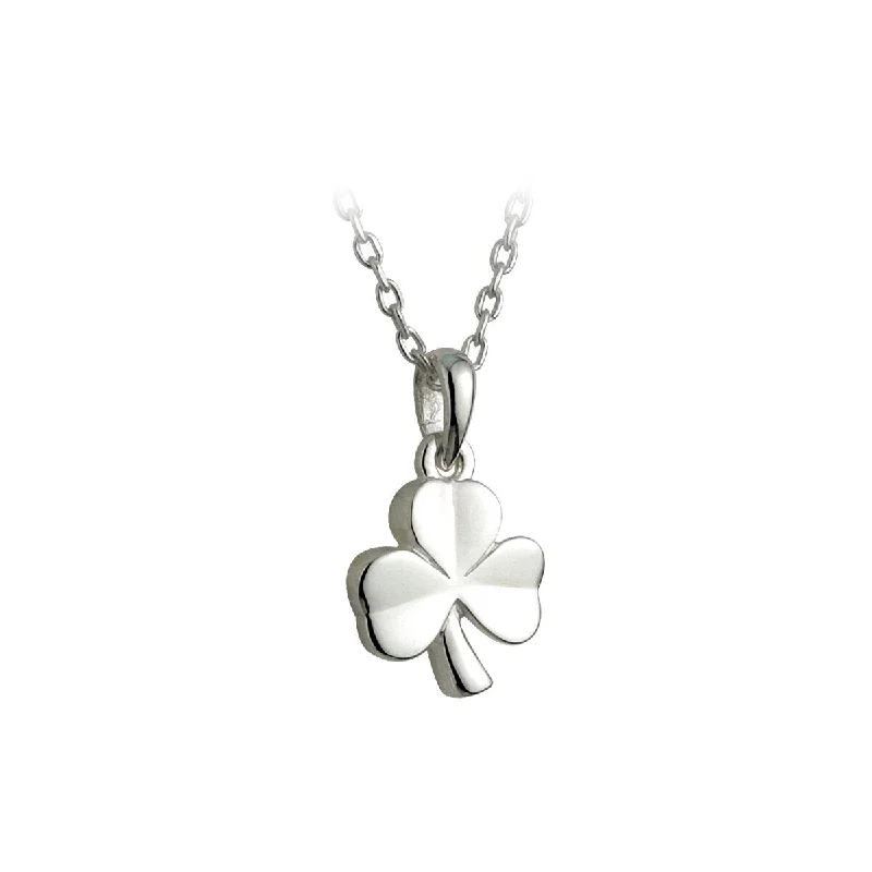 Personalized couple necklaces for matching designs-Kids Silver Shamrock Pendant