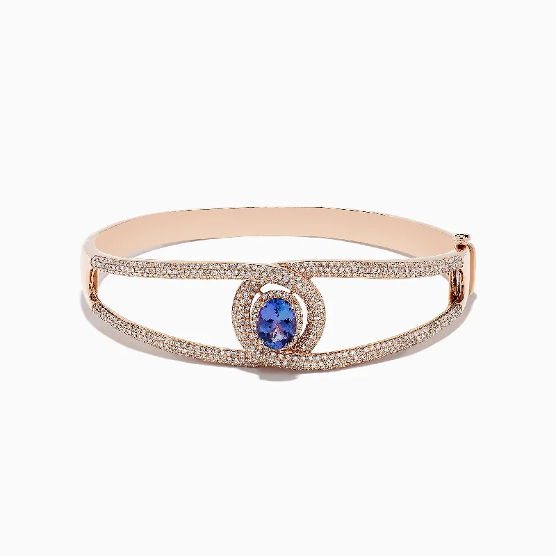 Eco-friendly bracelets for sustainable fashion-Nahla Siri 14K Rose Gold Tanzanite and Diamond Bangle, 3.76 TCW