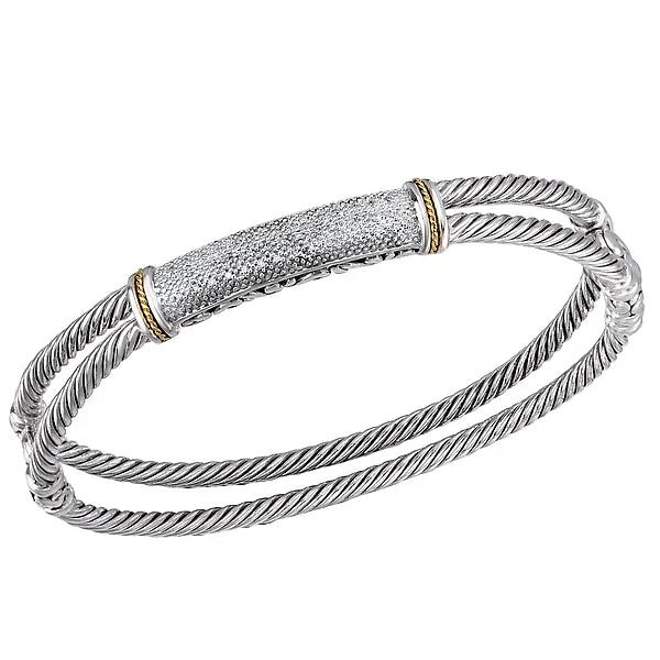 Simple silver bracelets for minimalist chic-Ladies Fashion Diamond Bangle