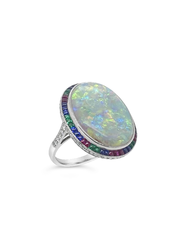 Modern stackable rings for stylish combinations-Statement Opal Ring