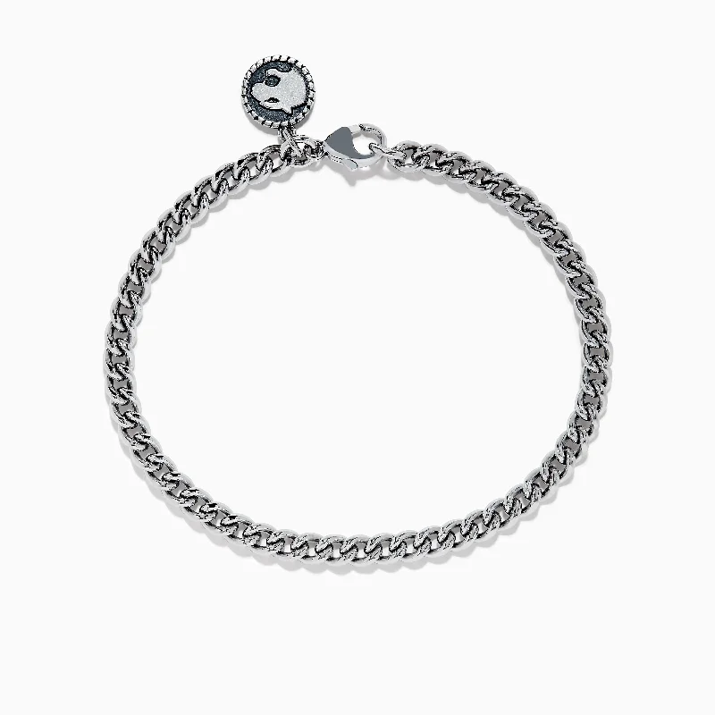 Men's leather bracelets for bold style-Men's 925 Sterling Silver Chain Link Bracelet