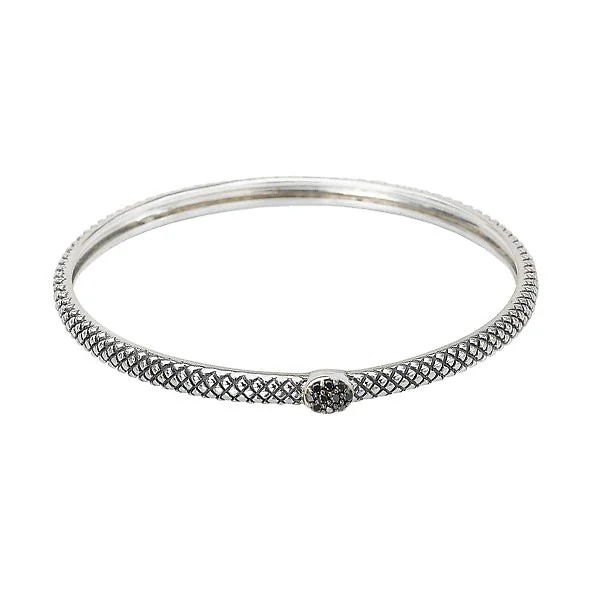 Leather and silver bracelets for a chic combo-Ladies Fashion Diamond Bracelet