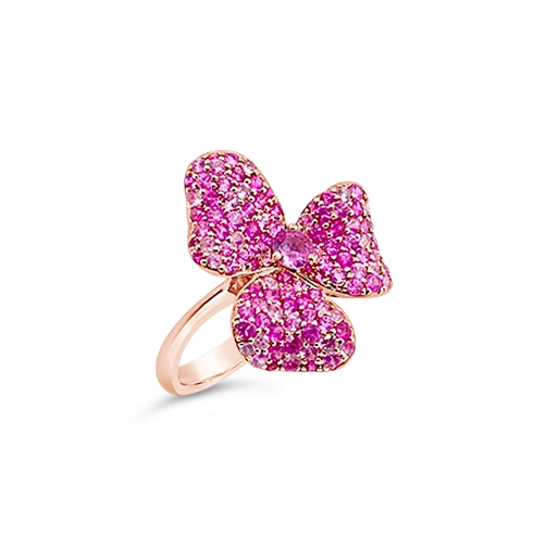 Modern stackable rings for stylish combinations-Pink Sapphire Flower Ring