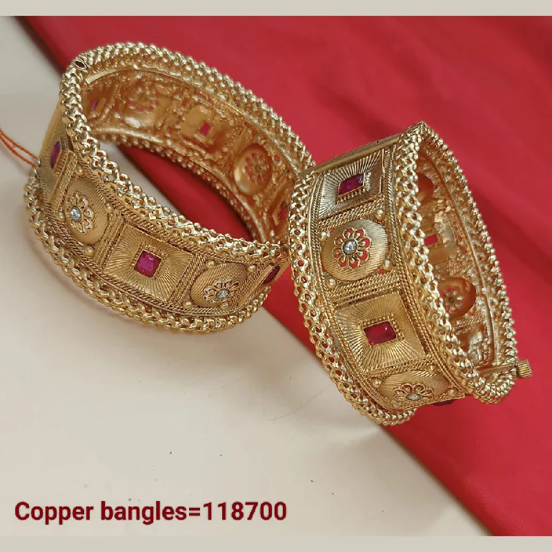 Vintage silver bangles for timeless beauty-Padmawati Bangles Gold Plated Pota Stone Bangles Set