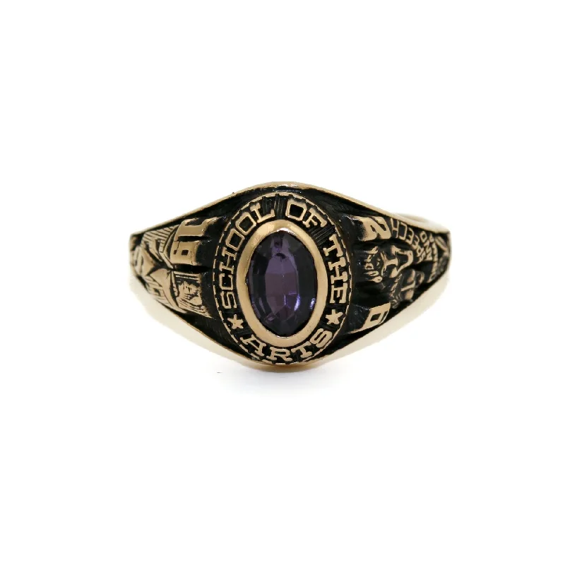 Custom initial signet rings for personalized style-Classic "School of the Arts 1992" Class Ring