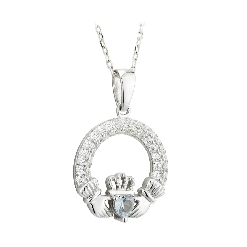 Double-layered necklaces for on-trend fashion-December Birthstone Claddagh Necklace