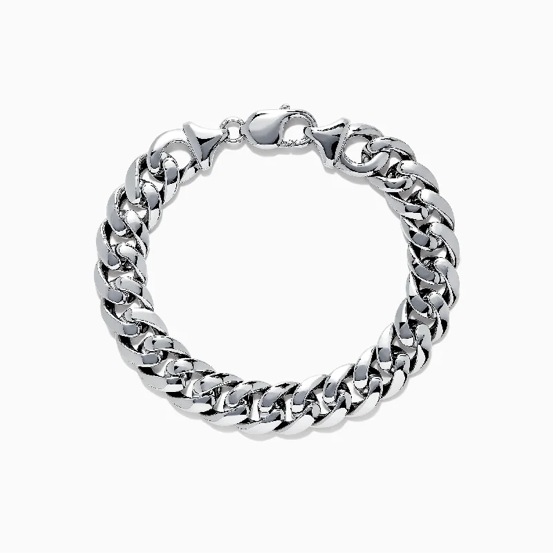 Boho leather wrap bracelets for free-spirited style-Men's Sterling Silver Cuban Link Bracelet