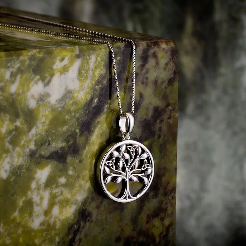 Silver choker necklaces for modern chic looks-Connemara Marble Tree Of Life Necklace