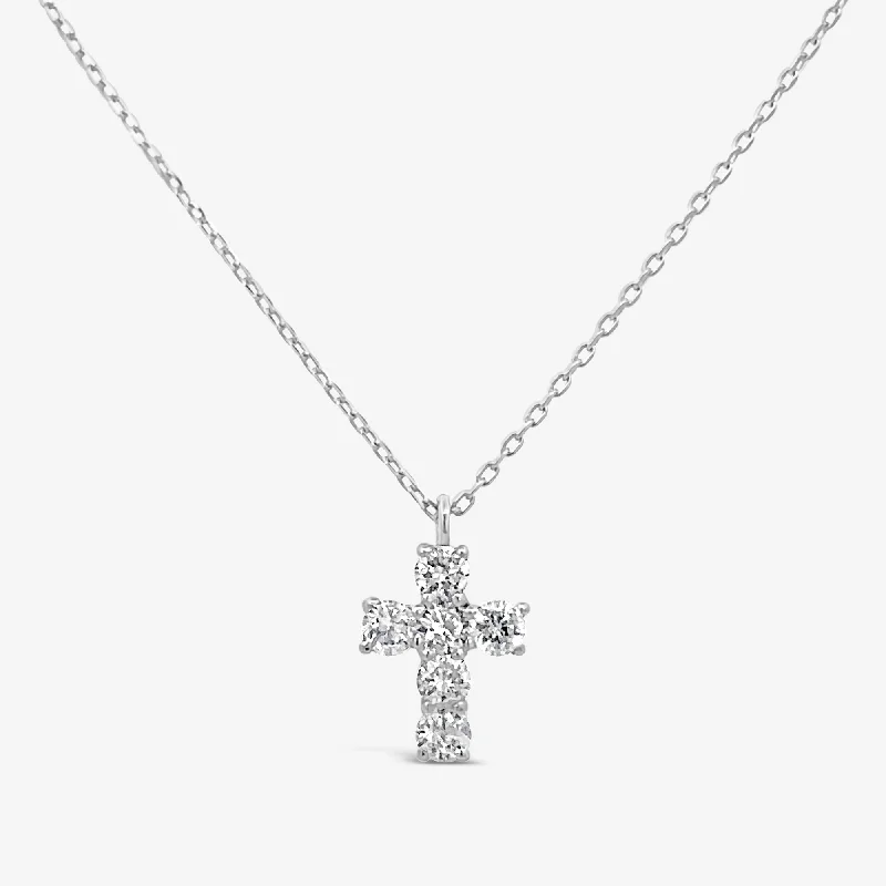 Personalized name necklaces for unique accessories-Classic Prong Set Diamond Cross Necklace