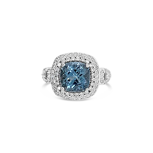 Classic solitaire rings for elegant simplicity-Aquamarine & Diamond Ring