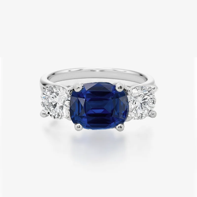 Modern geometric rings for contemporary designs-2.72CT Blue Sapphire & Diamond Ring