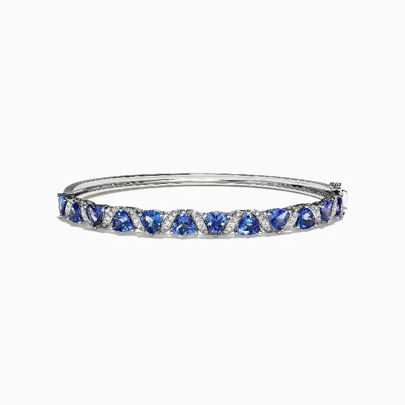 Bold statement bracelets for fashion-forward style-Nahla Siri 14K White Gold Tanzanite Diamond Bangle, 4.76 TCW