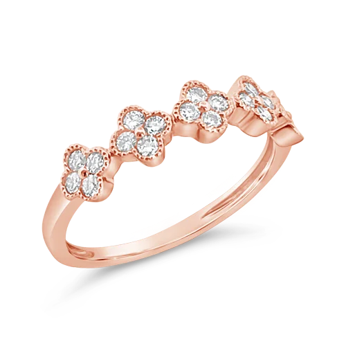 Luxury platinum rings for high-end fashion-Rose Gold & Diamond Flower/Clover Ring