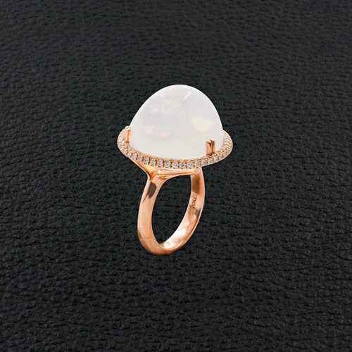 Stackable rings for trendy, layered looks-Moonstone & Diamond Cocktail Ring