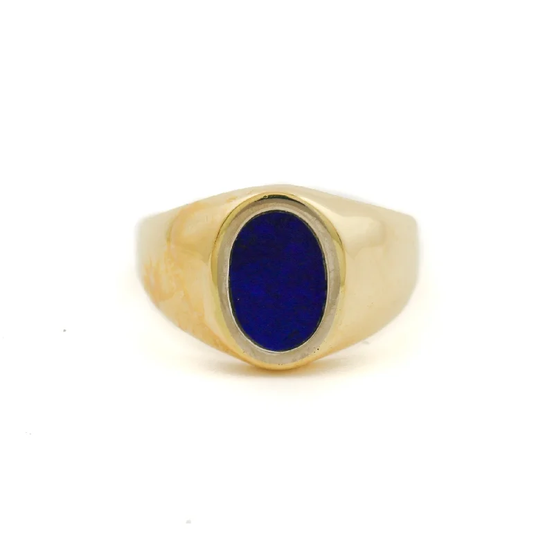 Minimalist gold rings for sleek elegance-18K Gold x Lapis Signet Ring