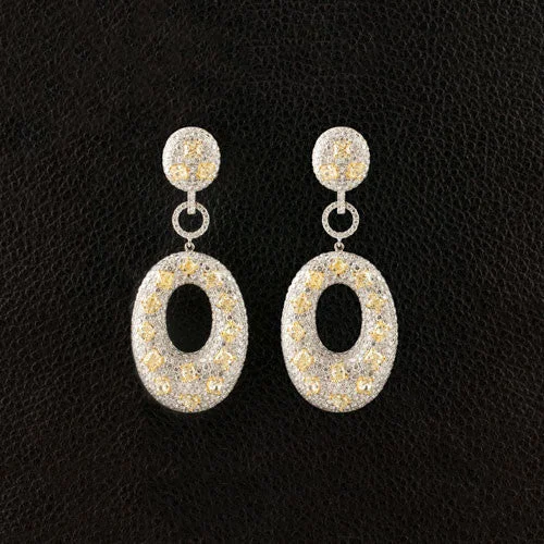 Vintage-style chandelier earrings for classic charm-Yellow & White Diamond Dangle Earrings