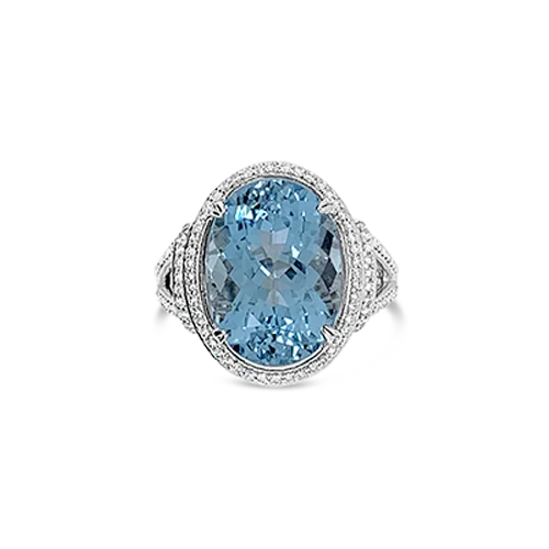 Vintage diamond rings for a timeless appeal-Aquamarine & Diamond Ring