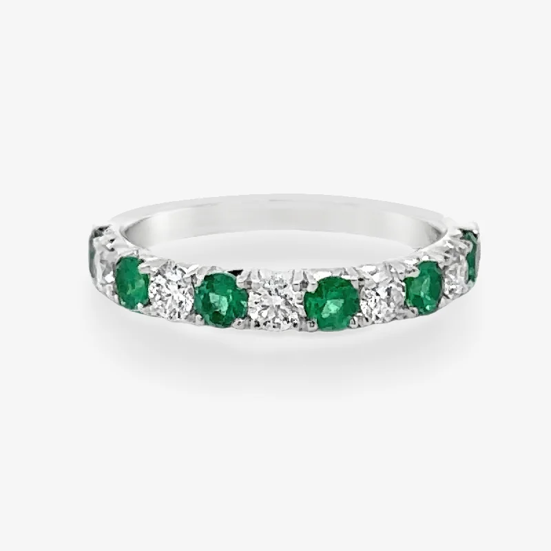 Gold wedding rings for timeless commitment-0.50CT Emerald & Diamond Halfway Ring