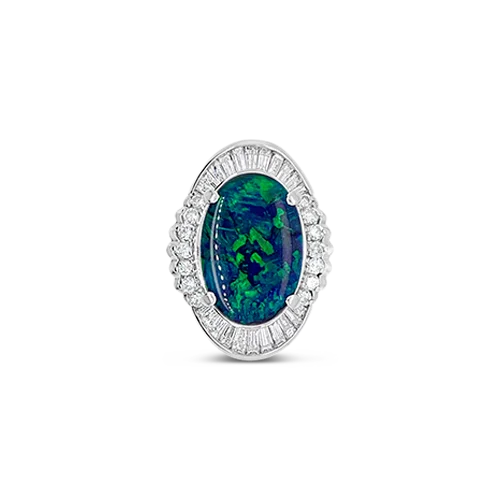 Geometric design rings for modern elegance-Black Opal & Diamond Ring