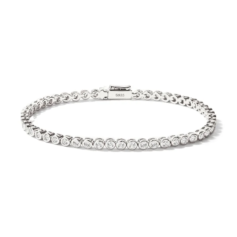 Matching couple bracelets for sweet gestures-Dainty Crystal Bezel Tennis Bracelet