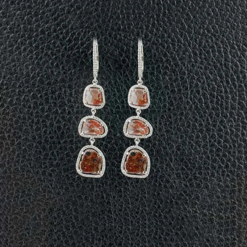 Elegant chandelier earrings for special occasions-Diamond Slice Earrings