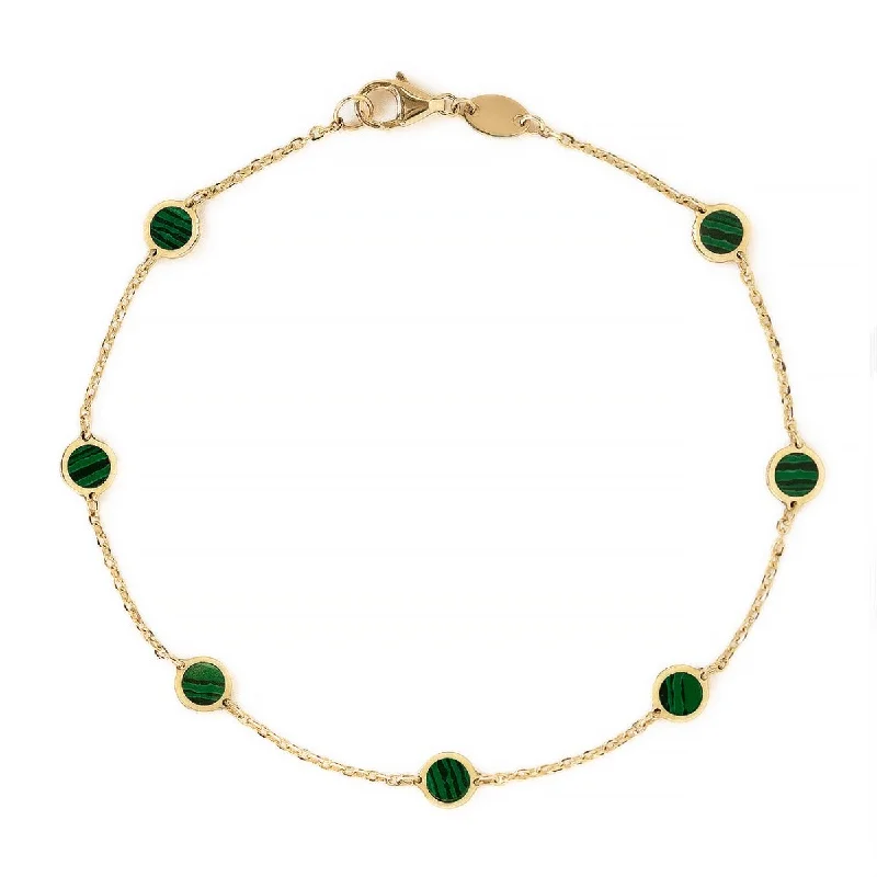 Simple silver bracelets for minimalist chic-Gemstone Circle Bracelet Malachite