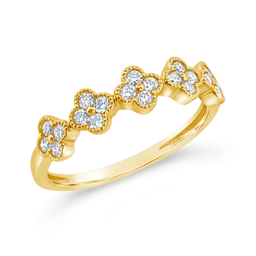 Diamond eternity rings for endless love-Diamond Flower/Clover Ring