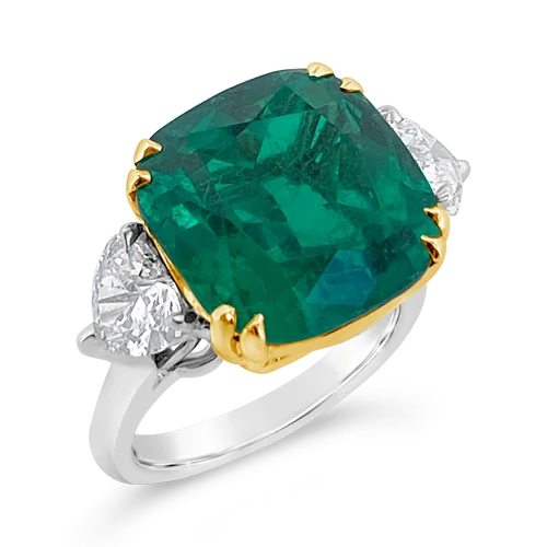 Platinum engagement rings for ultimate luxury-Emerald & Diamond Ring