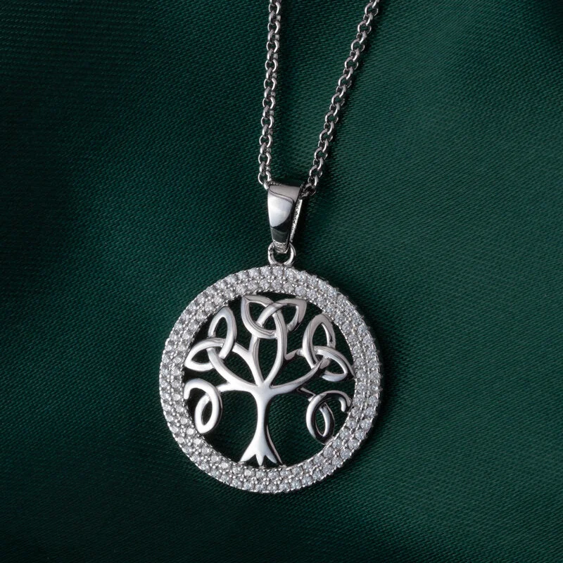 Modern geometric necklaces for contemporary designs-Silver Celtic Tree Of Life Necklace