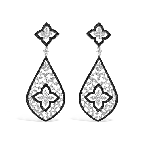 Designer earrings for luxury fashion collections-Black & White Diamond Dangle Earrings