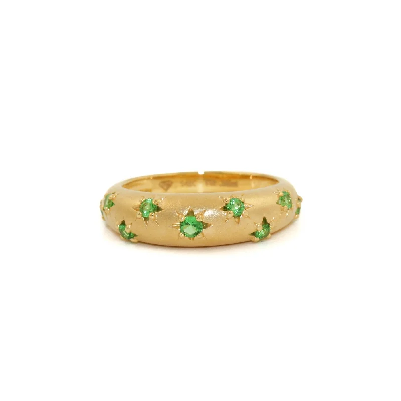 Boho-style rings for free-spirited fashion-14k Matte Gold x Tsavorite Garnet Star Bombe Ring