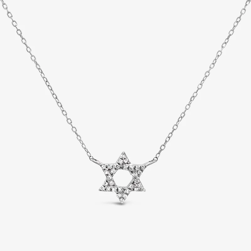 Choker necklaces for edgy style-0.05CT Diamond Star of David Necklace