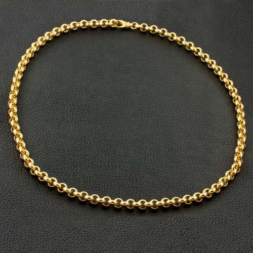 Custom engraved bar necklaces for unique style-Gold Round Link Chain