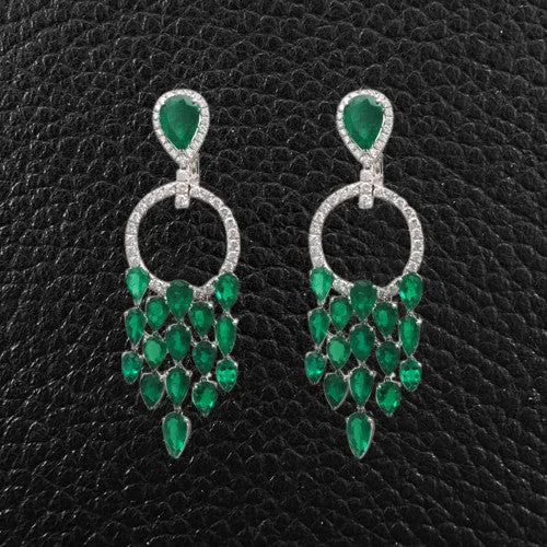 Personalized initial earrings for custom accessories-Emerald & Diamond Chandelier Earrings