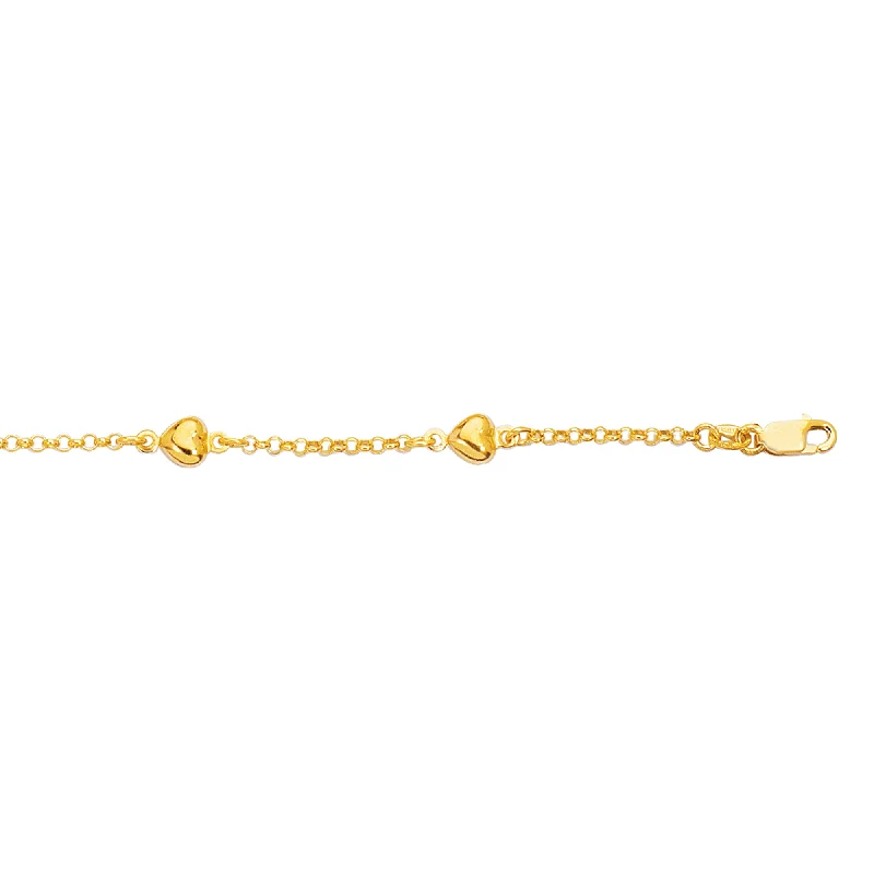 Adjustable metal bracelets for custom fit-14K Gold Heart Station Bracelet