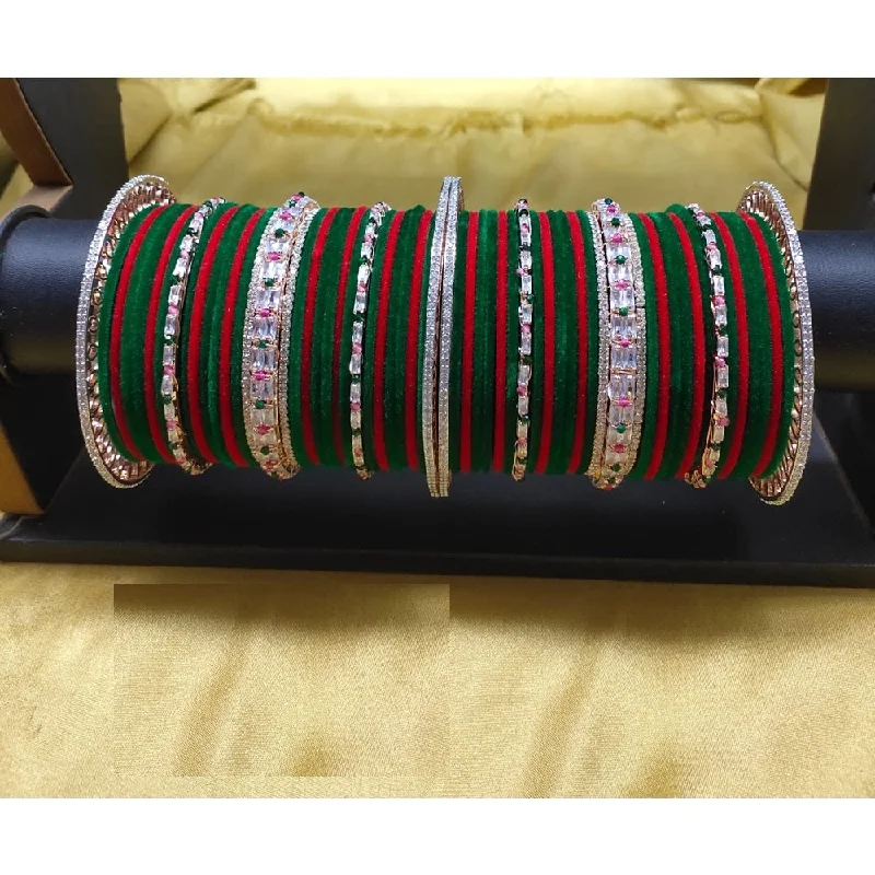 Set of bangles for coordinated fashion-Akruti Collection AD And Velvet Bangle Set