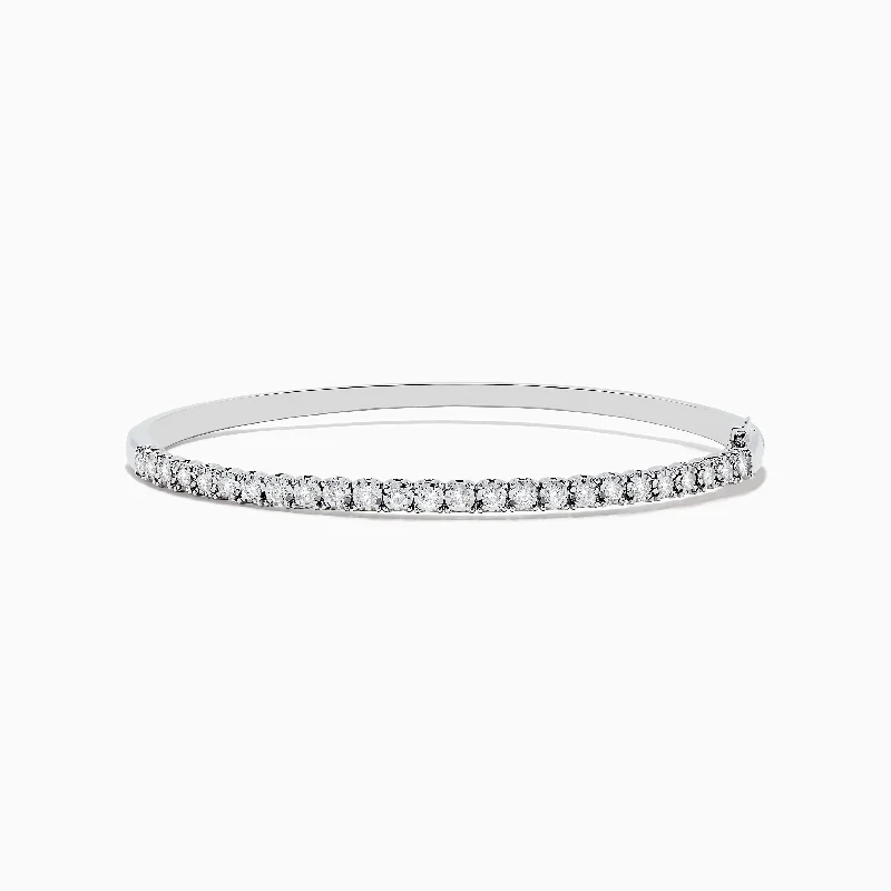 Friendship bracelets with initials for custom style-Pave Classica 14K White Gold Diamond Bangle 0.98 TCW