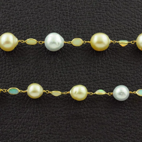 Elegant twist necklaces for sophisticated looks-South Sea & Golden Pearl Necklace with Opals