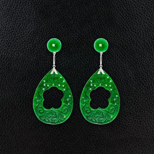 Bold geometric earrings for fashion-forward looks-Jade & Diamond Dangle Earrings