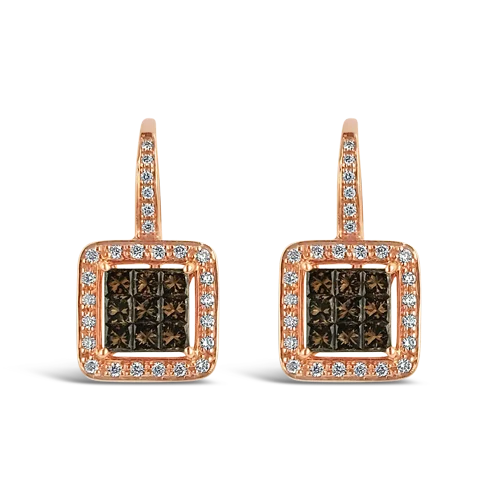 Bold statement earrings for unique fashion-Brown & White Diamond Earrings