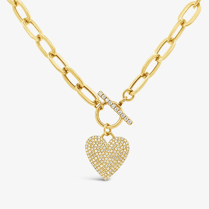 Bohemian-inspired necklaces for free-spirited vibes-Diamond Heart Toggle Necklace