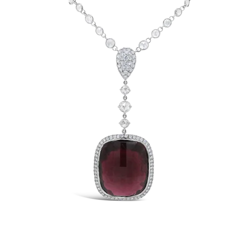 Luxury diamond necklaces for special occasions-Rubellite & Diamond Necklace