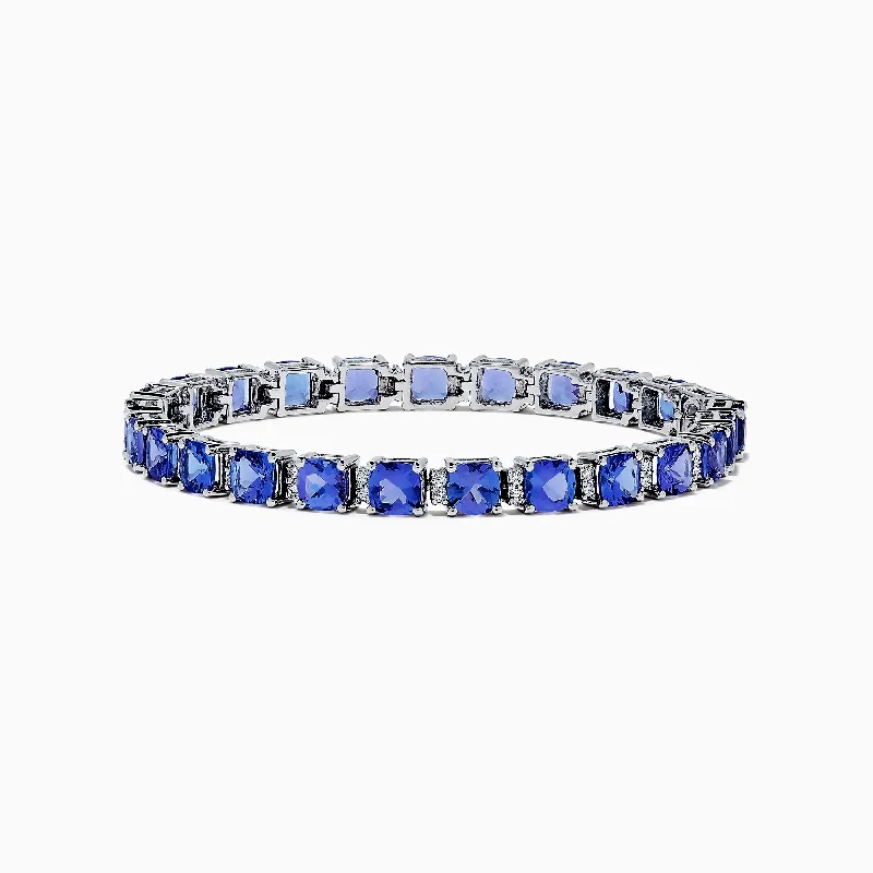 Custom engraved couples bracelets for matching gifts-Nahla Siri 14K White Gold Tanzanite & Diamond Tennis Bracelet, 14.74 TCW